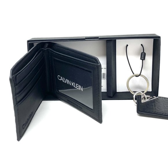 😳SALE😳 Calvin Klein M Wallet Black Bifold Leather Key Fob 4711 0088 010 - Picture 2 of 7